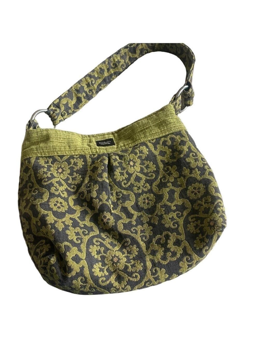Madison Olive Gray Patterned Hobo Bag Boho Chic Slouchy Shoulder Bag